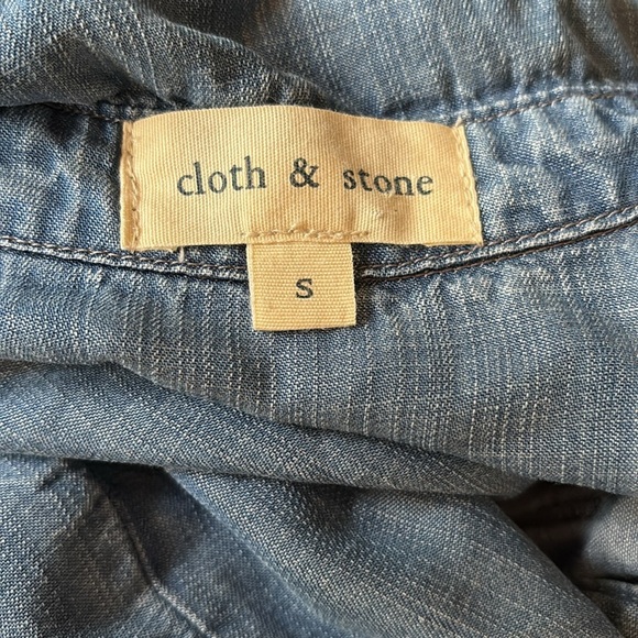 Cloth & Stone Chambray Popover Tunic Top Split-Neck Women’s Small Blue - Picture 7 of 8